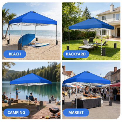 OLIXIS 10x10ft 1-Person Pop Up Canopy Tent, Heavy Duty One Push Setup Portable Outdoor Shelter for Beach Events Camping with Rolling Carry Bag, Navy Blue