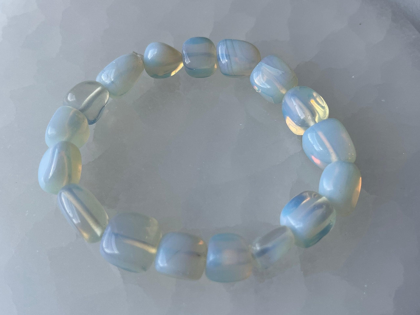 GAF TREASURES Opalite Crystal Nugget Bracelet, Genuine Opalite Tumbled Gemstone Bracelet, Healing Crystal Bracelet, Gift for Men & Women (1)