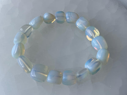 GAF TREASURES Opalite Crystal Nugget Bracelet, Genuine Opalite Tumbled Gemstone Bracelet, Healing Crystal Bracelet, Gift for Men & Women (1)