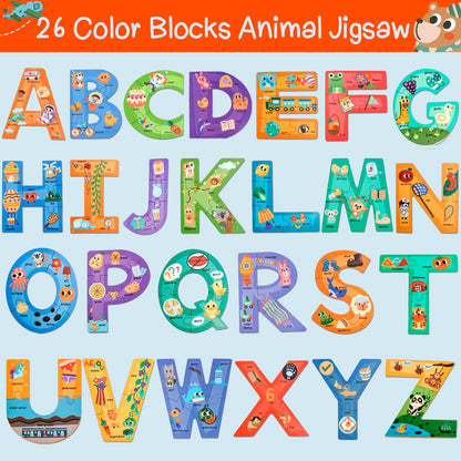 NAODONGLI Wooden Alphabet Puzzles for Toddlers Ages 3+,Montessori Preschool Learning ABC Sight Words Letter Puzzle for Toddlers,Learning Toys Easter Birthday Gift for Kindergarten Boys Girls