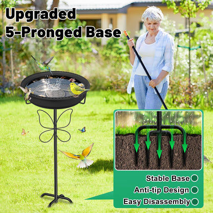 YOADEHOA Bird 37In Bath for Outside with Removable Bowl Metal Base, Freestanding Rust-Proof Birdbaths & Birdfeeder, Bird Baths Feeder Bowl for Outdoors Garden Patio Yard Lawn Decor (Black)
