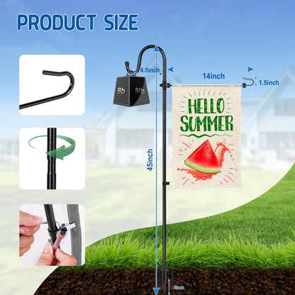 Ottsuls Garden Flag Stand, Heavy Duty Flag Pole Holder with Shepherd Hook for Yard Decoration, 45 INCH Sturdy Yard Flag Post Stake Outdoor Garden Flag Holder for 14''x20'' Flags (Without Flag)