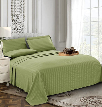 Elegant Comfort Best, Softest, Coziest 6-Piece Sheet Sets! - 1500 Premier Hotel Quality Luxurious Wrinkle Resistant 6-Piece Damask Stripe Bed Sheet Set, Queen Sage/Green