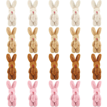 Sumind 20 Pieces Mini Plush Rabbit Tiny Joint Bunny 2.4 Inch Small Rabbit Doll Soft Bunny Stuffed Animal Toys for Birthday Cake Wedding Decorations Party Favors(Long Plush Style)