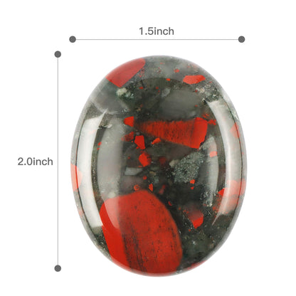 Artistone Crystal Chakra Worry Stone Africa Blood Stone Oval Shaped Crystal Healing Pocket Meditation Thumb Stone Reiki Gifts for Women Kids