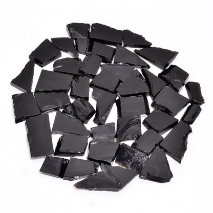 Natural Black Tourmaline Raw Slice Gemstone - Healing Crystals for DIY Jewelry Making -Loose Natural Cabochon -Perfect for Crafting Unique Jewelry Designs (5 pcs, 25-35 mm)