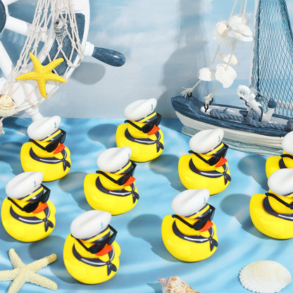 Shappy 24 Pcs Cruise Duck Bulk with Sunglasses Sets 2 x 1.9 x 2.4 Inch Mini Sailing Rubber Ducks Summer Ship Toy Squeaky Party Duckies for Birthday Favors (Yellow)