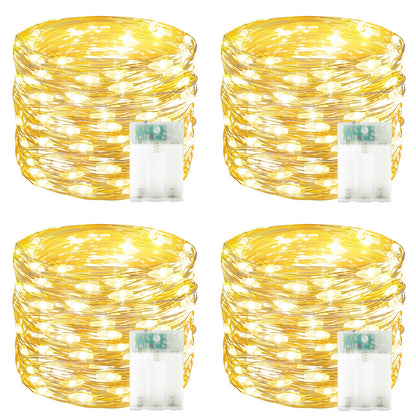 4 Pack 60 LED Fairy Lights Battery Operated with Timer, 20FT Waterproof String Lights Indoor Outdoor, Cuttable Battery Light for Home Bedroom Wedding DIY Centerpiece Christmas Decorations (Warm White)