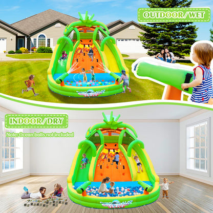 FBSPORT Inflatable Bounce House for Kids, Indoor Bounce House with Slide, Climbing, Water Guns, Bouncy Castle for Park Backyard Outdoor Indoor (with Blower)