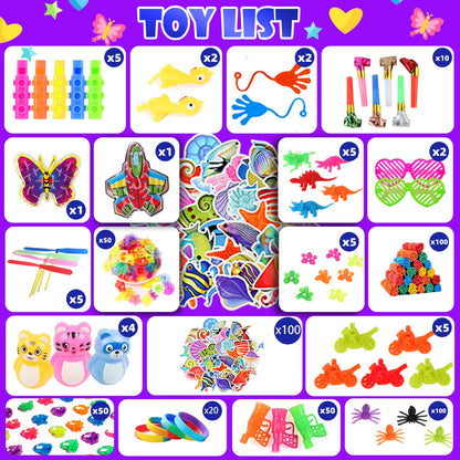 1000Pcs Bulk Party Favors for Kids, Fidget Toys Pack,Stocking Stuffers, Treasure Box Chest, Birthday Party, Classroom Carnival Prizes, Pinata Stuffers, Goodie Bag Stuffers, Stress Relief, Sensory Toys