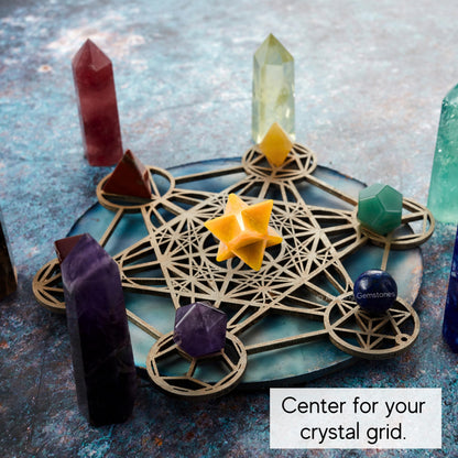 Amazing Gemstone Yellow Jasper Merkaba Crystal - 0.75 Inches Metaphysical Merkaba Star for Meditation - Energetic Tetrahedron Crystal and Healing Stones and Healing (15-20mm)