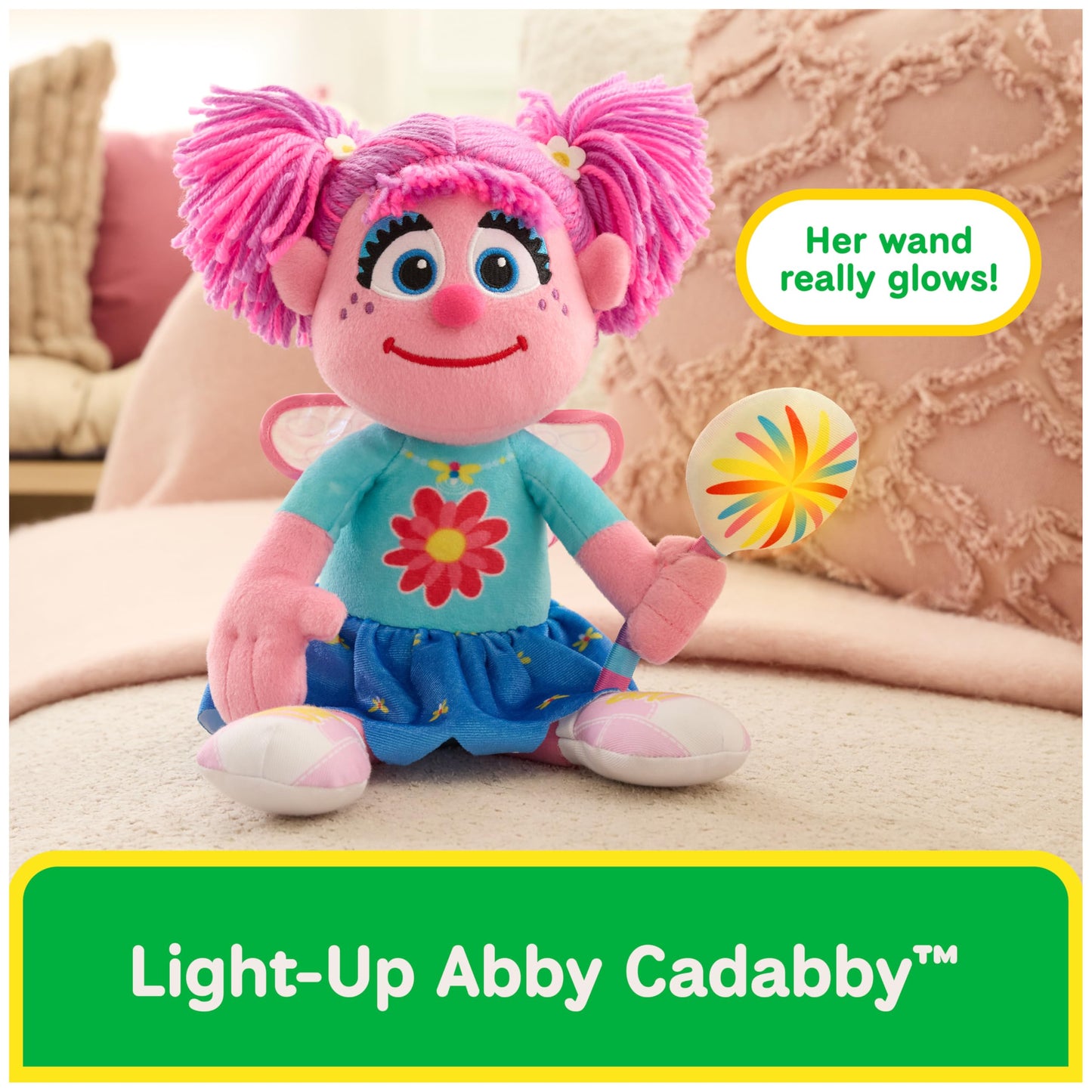 GUND Sesame Street Abby Cadabby Plush with LED Wand, Toddler Doll with Nightlight, Sensory Toy, Sesame Street Stuffed Animal for Ages 1 and Up, 13”