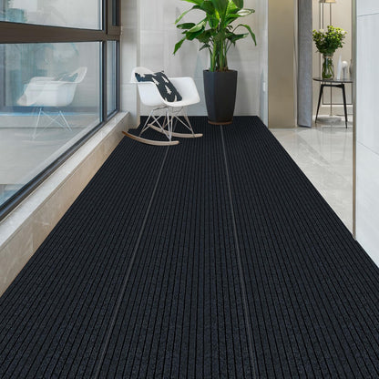 MuChaIOAK 6m/20Fft Non-Slip Carpet, Floor Protector Rug Mat, Stair Hallway Runner Rug Large Size Protective Stair Cover, Indoor Carpet for Bedrooms Living Rooms Balconies Entryways Stairs (Black Grey)