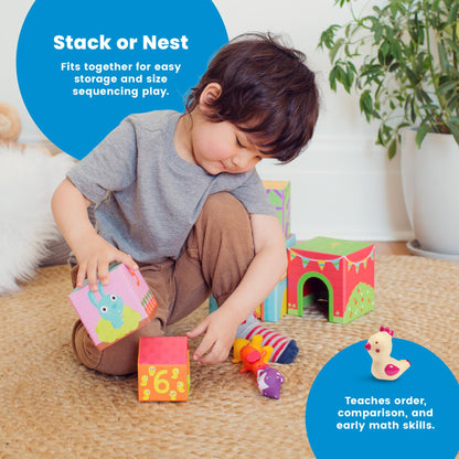DJECO - Topanifarm Blocks - Build a Farm, Wooden Blocks & Animal Toys - Sorting & Stacking - Enhances Fine Motor Skills - Durable Playtime - Cute Design - Preschool Kids 18+ Months