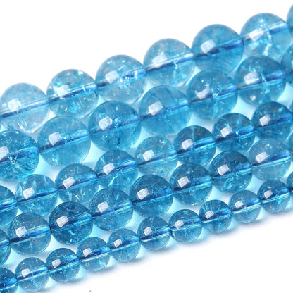 60PCS 6MM Beads Blue Crystal Quartz Gem Energy Crystal Healing Jewelry Making Natural Stone Beads DIY (Blue Crystal, 6MM)