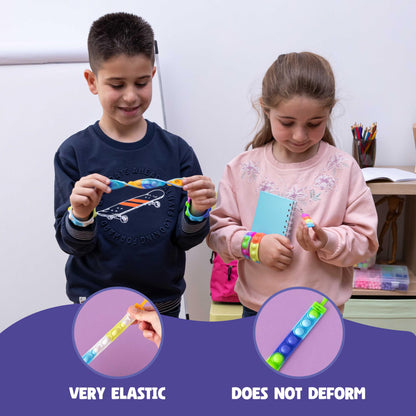 BONNYCO Pop It Bracelets and Keychains Pack 30 Kids Party Favors. Goodie Bags Stuffers for Kids, Fidget Toys Pop Its Bulk. Return Gifts for Birthday Party, Goody Bag Stuffers, Pinata, Classroom Prizes