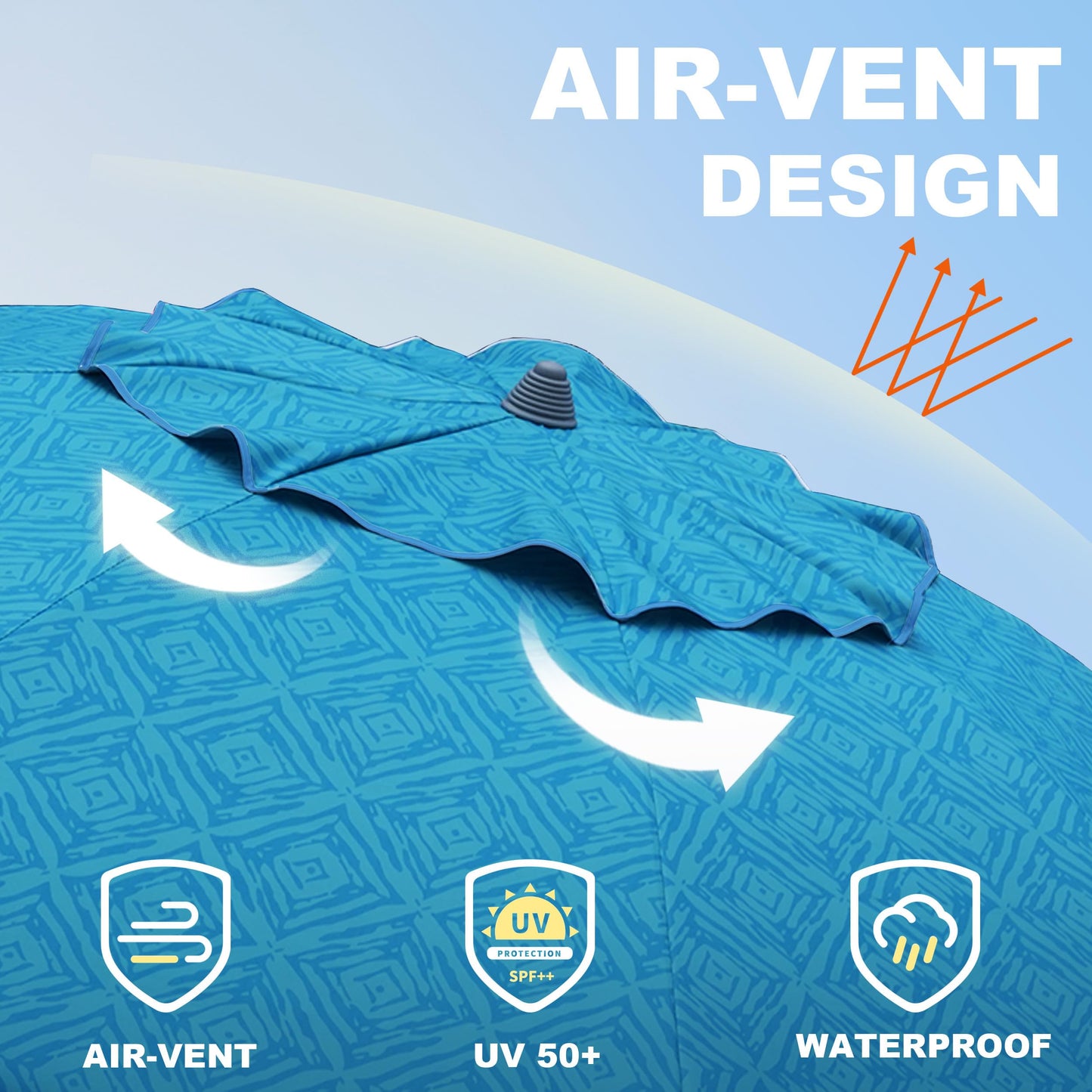 AMMSUN 7ft Heavy Duty High Wind Beach Umbrella with Sand Anchor & Tilt Sun Shelter UV 50+ Protection Outdoor Sunshade Umbrellas Carry Bag for Patio Garden Pool Backyard Teal