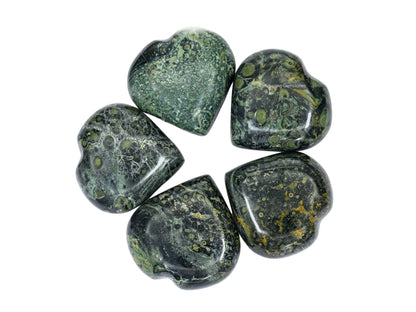 Amazing Gemstone Kambaba Jasper Crystal Heart Palm Stone - Pocket Massage Worry Stone for Natural Body Chakra Balancing, Reiki Healing and Crystal Grid