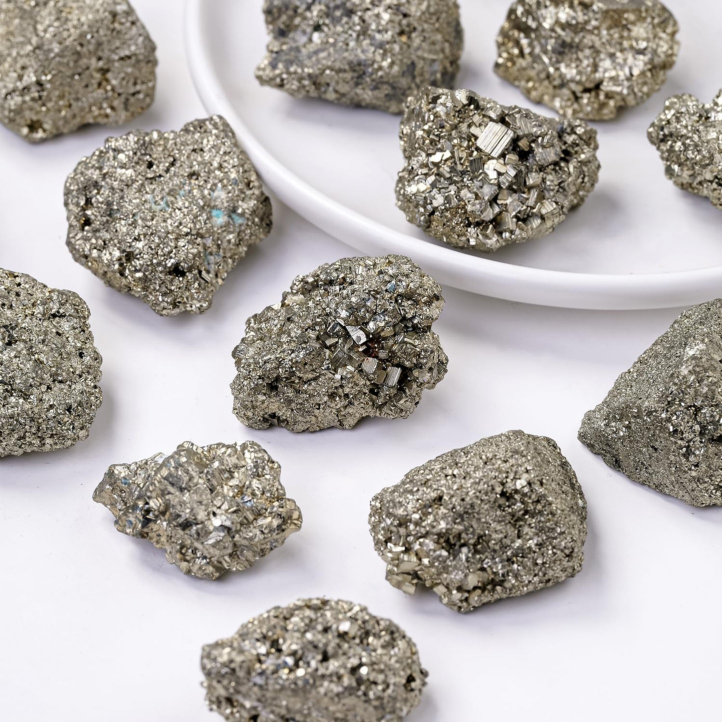 Apengshi Pyrite Raw Stones Natural Crystal and Healing Stones Rough Rocks Reiki Chakra Fountain Home Garden Decor Yoga Meditation DIY Stone 1.2-2''