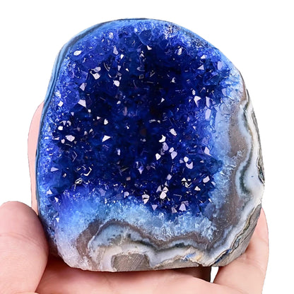 CrystalHola 200-700g Selected Raw Geode Quartz Cluster Home Feng Shui Ornaments Energy Stone Healing Tools Meditation Feng Shui Decoration,Stone Display Piece, Mineral Specimen (Blue, 500-600g)