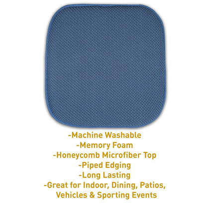 4 Pack Memory Foam Honeycomb Nonslip Back 16" x16" Chair/Seat Cushion Pad, Blue