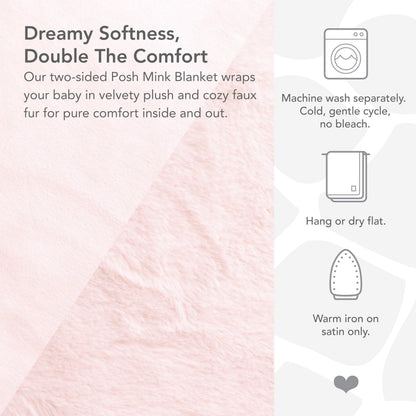 Little Giraffe Posh Mink Baby Blanket - Double-Sided Ultra Soft Plush Fabric, for New Moms, Newborn Must-Have for Girls, Cozy & Cuddly Comfort Blanket, 29" x 35", Pink