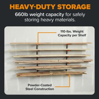 Bora Wood Organizer and Lumber Storage Rack with 6-Level Wall Storage Racks – Indoor and Outdoor Use, In Orange PBR-001