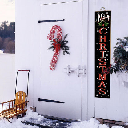 Merry Christmas Welcome Porch Sign Xmas Wooden Door Sign 47'' Large Porch Sign for Home Front Door Yard Party Decor
