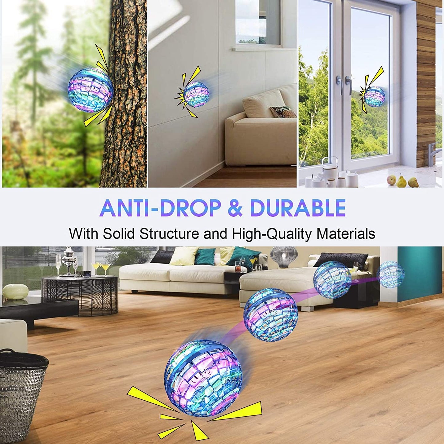 Magic Flying Orb Ball with Lights,UFO Hand Operated Mini Drone for Kids,Galactic Fidget Spinner Boomerang Hover Balls,Indoor Outdoor Toys,Cool Birthday Gifts for 6 7 8 9 10+ Year Old Boy Girl Teens