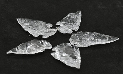 Amazing Gemstone 5 Pieces Clear Quartz Arrowhead, Crystal and Healing Stone Flint Rock Arrow Head - 1 to 1.5 Arrowheads for DIY Project Craft Point Jewelry Making
