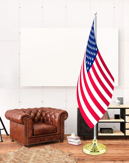 QWORK Flag Stand, 2 Pack Flag Base Stand for Indoor & Outdoor Flagpoles, Floor Base Stand, Compatible with 1.3 Inch and 1.1 Inch Diameter Flag Pole - Gold