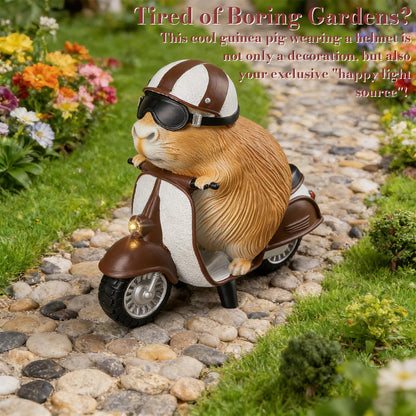 Capybara Solar Outdoor Figurine Light, Capybara Riding Motorcycle Garden Statue with LED Headlight, Waterproof Solar Powered Lawn Decor for Yard Patio Porch, 8.6” x 4.7” x 9.4”