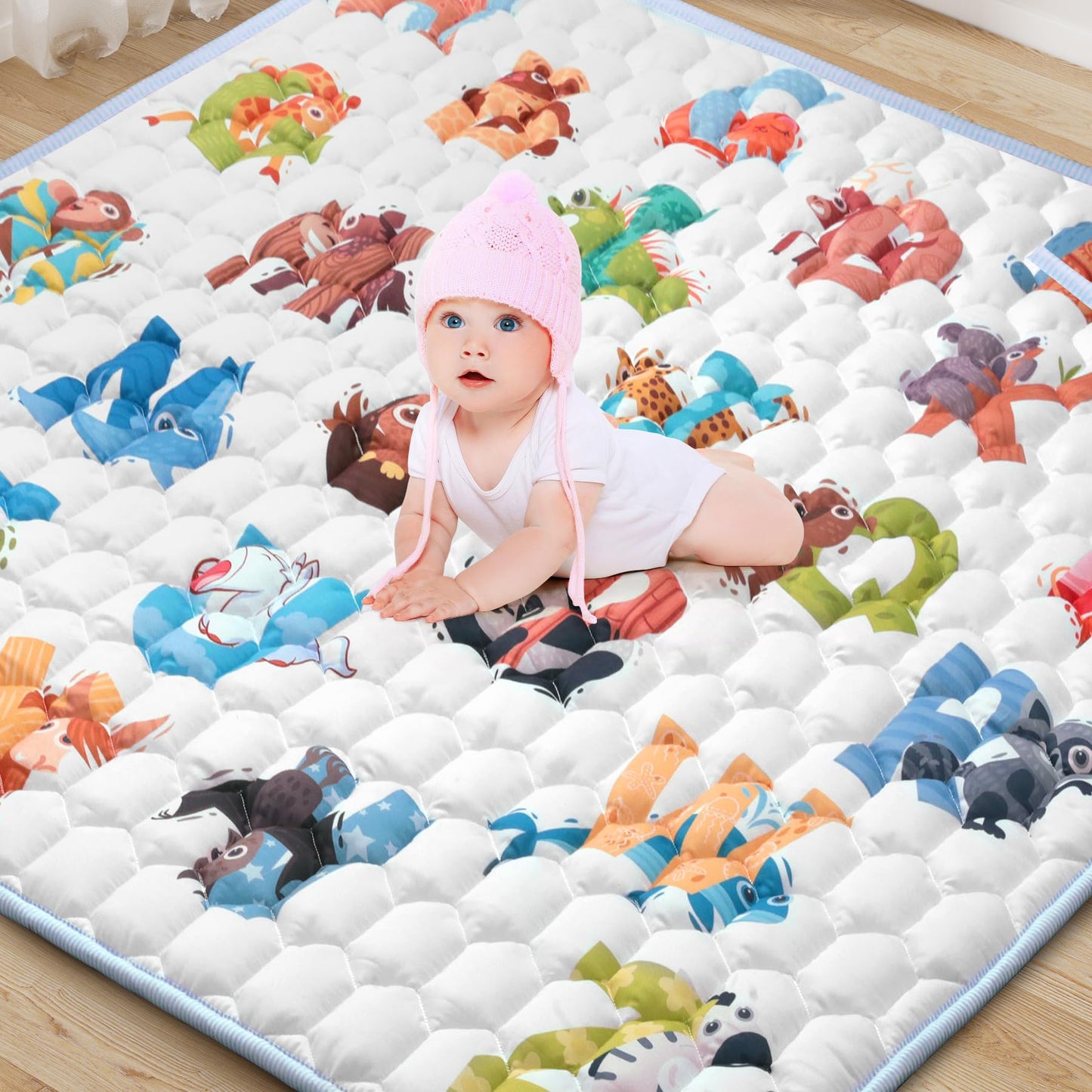 Baby Play Mat for Floor,Premium Foam Baby Play Mat 79" X 71",Thick One-Piece Crawling, Odorless Floor Mat,Non-Slip Cushioned Baby Playmat for Infants,Babies,Toddlers.Foldable and Washable Baby Plaype