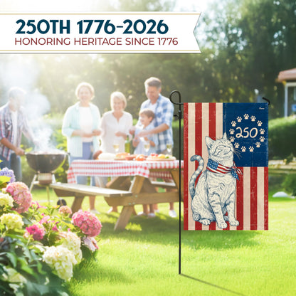 FLAGWIX American Patriotic Cat Garden Flag - Polyester Double-sided Yard Flags For Outside Garden Flag (11.5" x 17.5") - 4th of July Decorations for Home Yard Garden Decor Banner, Gifts For Men Women