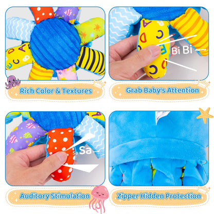 Baby Toys 6-12 Months, Musical Crawling Toys Bouncing Dancing Octopus Plush Toys 12-18 Months, 50 Songs & Recording Feature, Interactive Toddler Toys Age 1-2 Tummy Time Toys for 1 Yr Old Boys Infants