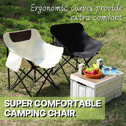 COSY105C Outdoor Folding Moon Chair Portable Camping Chair Leisure Back Chair Picnic Fishing Chair Super Load-Bearing and Easy to Store (White)