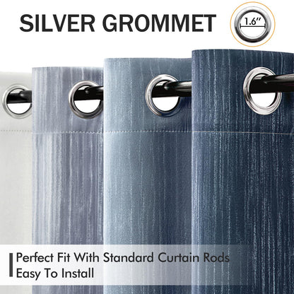 MIULEE Ombre 100% Blackout Curtains, Navy Blue and Greyish White Full Room Darkening Thermal Insulated 84 Inches Long Drapes for Bedroom/Living Room Grommet Window Treatments Modern 52Wx84L, Set of 2