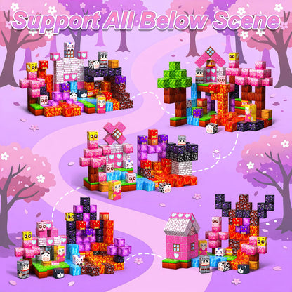 Magnetic Blocks for Kids, 100PCS 0.8inch Magnetic Building Blocks, Magnetic Cubes for STEM Constructions Magnetic Blocks for Boys Girls Age 3 4 5 6 7 8-12, Ideal Holiday Birthday Gifts(Sakura Lava)
