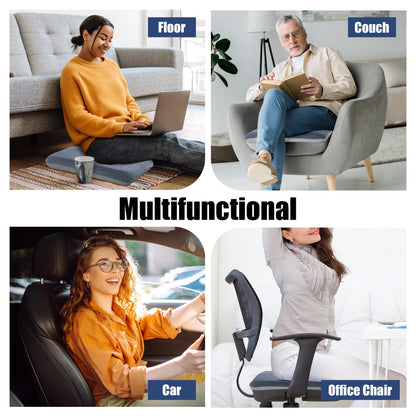 HOMBYS Tufted Furry Recliner Seat Cushion for Elderly Foam Curved Edge Large Square Seat Cushion for Recliner Chair, Floor Pillow, Office Chair, Car, No Pressure on Thighs(Grey)