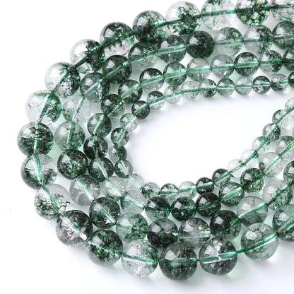 6MM 60PCS Natural Stone Dark Green Crystal Beads Ghost Quartz Loose Beads for Jewelry Making DIY Bracelet