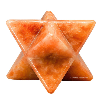 Amazing Gemstone Sunstone Merkaba Crystal - 0.75 Inches Metaphysical Merkaba Star for Meditation - Energetic Tetrahedron Crystal and Healing Stones and Healing (15-20mm)