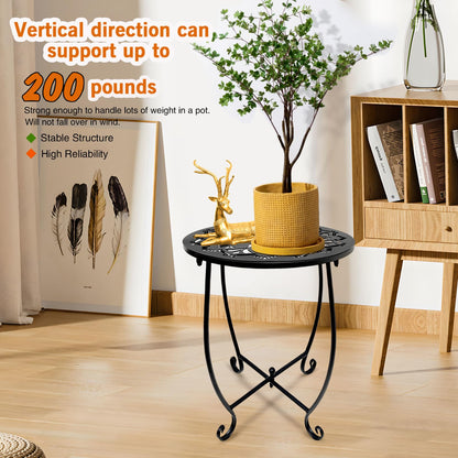 Fashion&cool 2 Pack Outdoor Side Tables for Patio,14 Inch Weather Resistant Metal Round Outdoor Plant Stand Side Table, for Patio Yard Porch Balcony Garden Bedside Indoor Outdoor