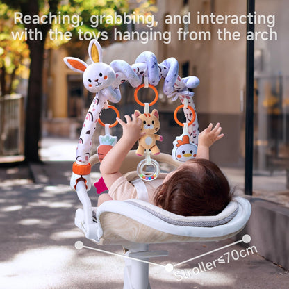 TUMAMA 2 in 1 Spiral Car Seat Toys for Babies 6-12 Months, Arch Stroller Toys for Infant 0-12 Months Hanging Toys with Clip Bouncer Bassinet Activity Toy
