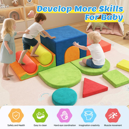 BabeNova 12-Piece Foam Climbing Blocks for Toddlers 1-3, Toddler Climbing Toys Indoor Soft Play Set, Kids Foam Climb Blocks with Tunnel, Steps, Rollers for Crawling, Montessori Indoor Play Gym