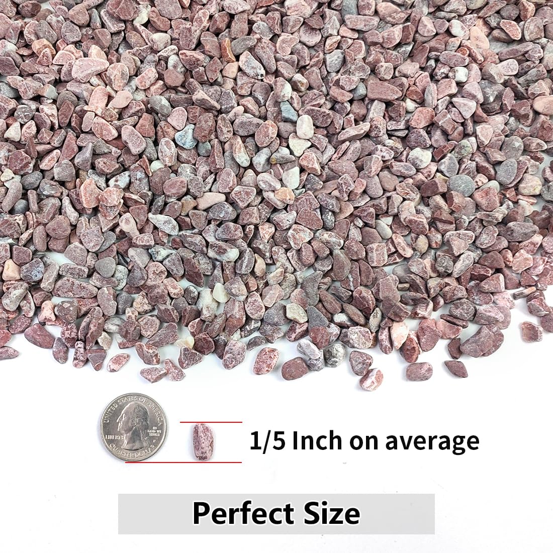 YISZM 2LB Succulent and Cactus Gravel Pebbles, 1/5 Inch Natural Decorative Polished Stones, River Rocks for Vases Gardening Indoor and Outdoor Decorative Rocks, Red