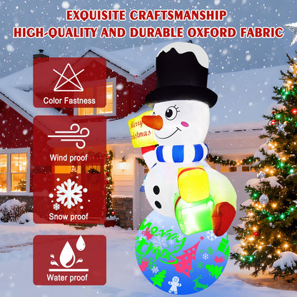 Airdomi 6FT Christmas Inflatables Snowman Outdoor Christmas Decorations Blow Up Snow Man Decor Built-in Rotating Music Box LED Light Wear Magic Hat for Indoor Yard Holiday Party Garden Xmas New Year