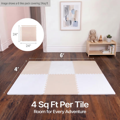 FlooringInc Baby Play Mat for Floor, Extra Large 2'x2' Foam Floor Tiles for Kids, Soft Interlocking Puzzle Mat, 1/2 Inch Thick, Non-Toxic EVA (Earthy, 6 Tile Pack, 24 Sq Ft)