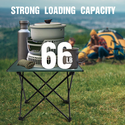 VILLEY Portable Camping Side Table, Ultralight Aluminum Beach Table with Carry Bag, Folding Camping Table for Outdoor Cooking, Picnic, Camp, Boat, Travel - Green