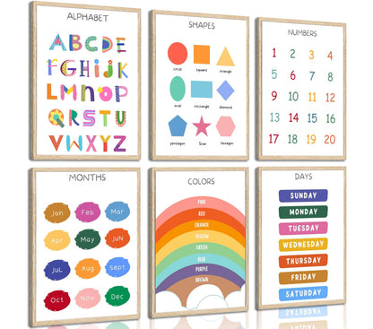 DULASI Educational Posters For Toddlers & Kids - Classroom And Home Learning Wall Art, Educational Poster For Elementary School, Kindergarten, Toddlers Charts 8x10in Unframed