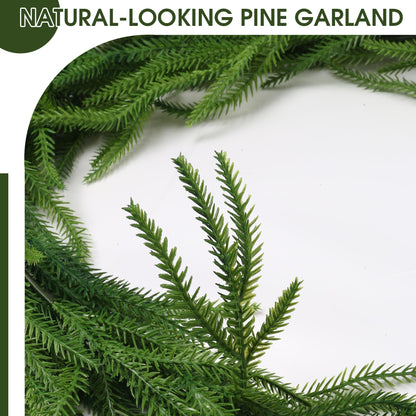 2026 Dense Real Touch Norfolk Pine Garland,Artificial Realistic,Holiday & Winter Christmas Mantel Garland, Greenery Decoration, 6FT
